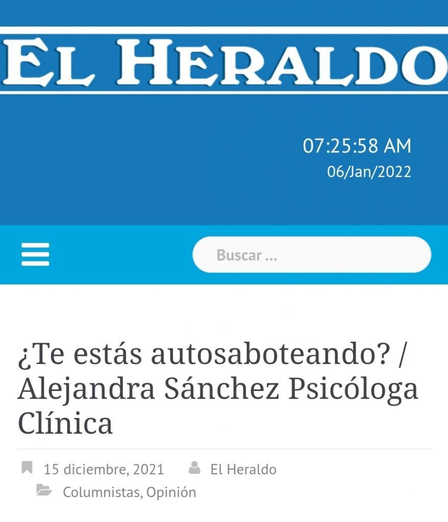 ¿Te estás autosaboteando? / Alejandra Sánchez Psicóloga Clínica
